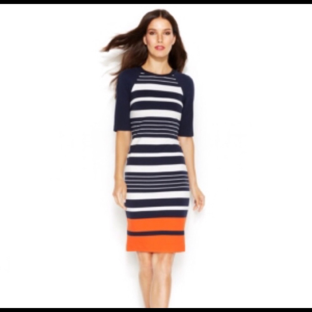EUC Michael Kors Dress navy/white/orange sz 6